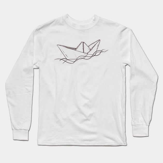 Simplicity, black &amp; white paper boat sailing, sailing, sailor Long Sleeve T-Shirt by MisTral